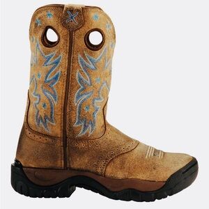 New🔥Brown Western Boots with Blue Embroidery👢